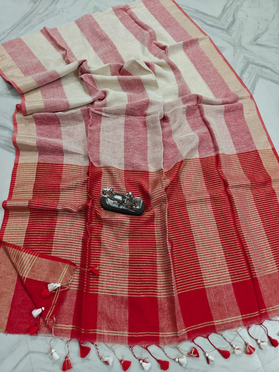 Stunning check linen saree