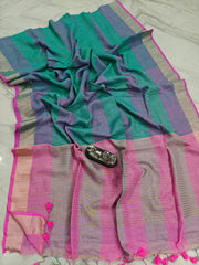 Stunning check linen saree
