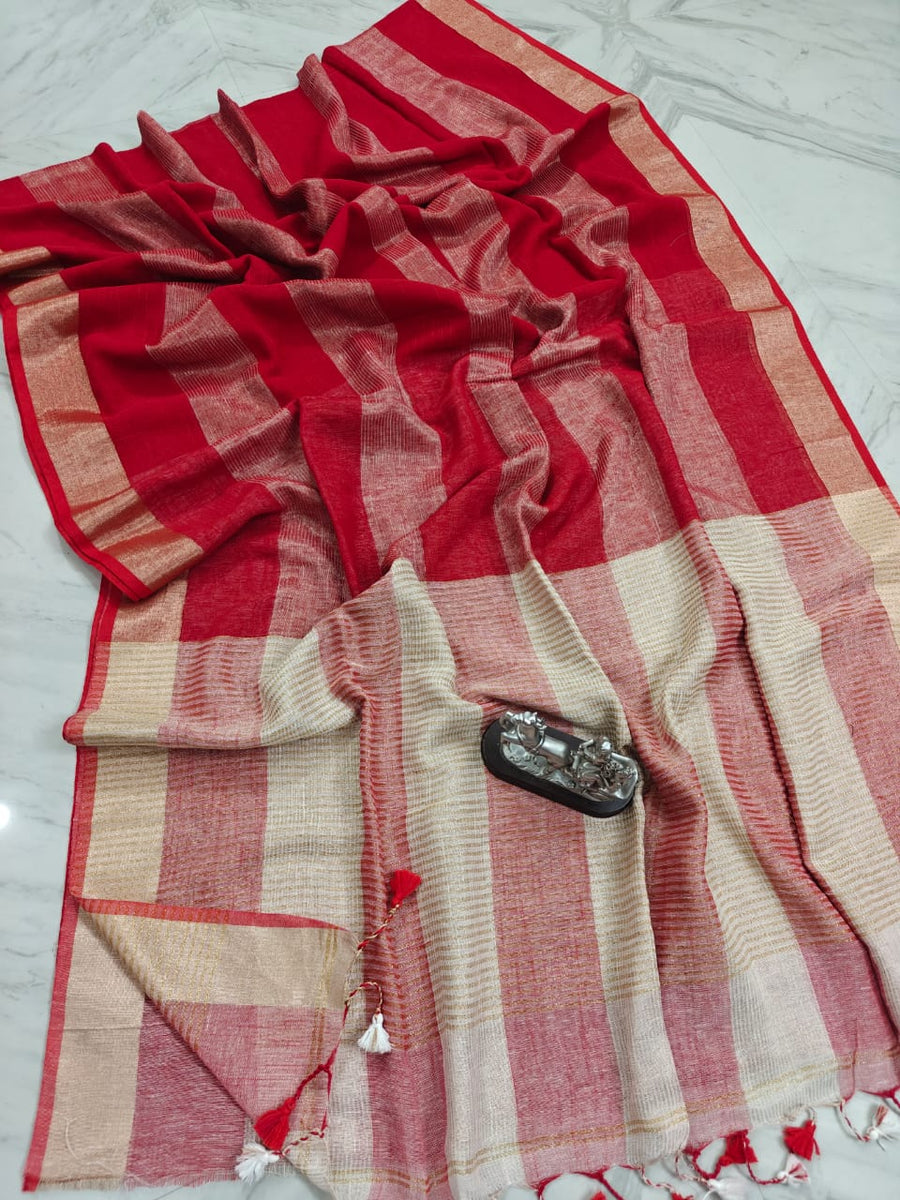 Stunning check linen saree