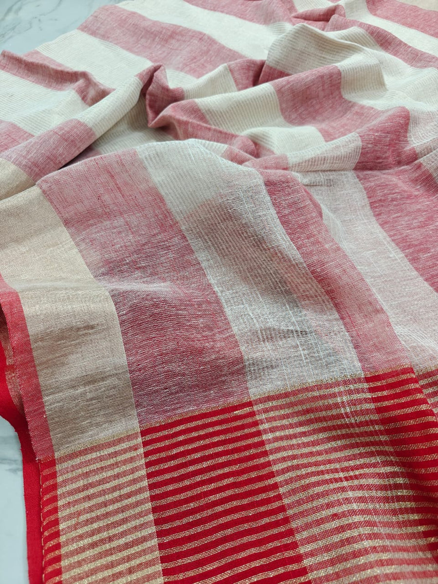 Stunning check linen saree