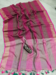 Stunning check linen saree