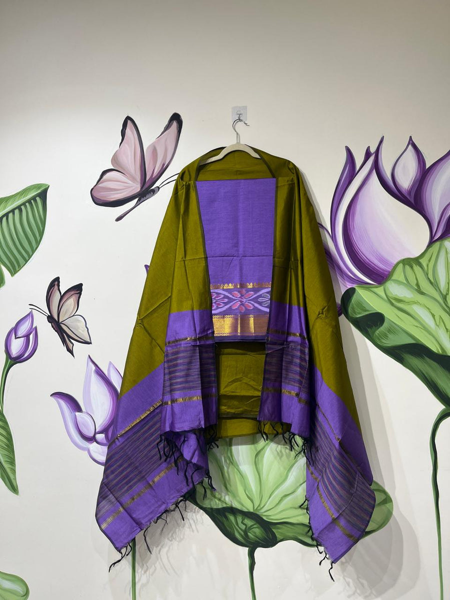 Authentic Mangalagiri Pochampally silk pattu dress material