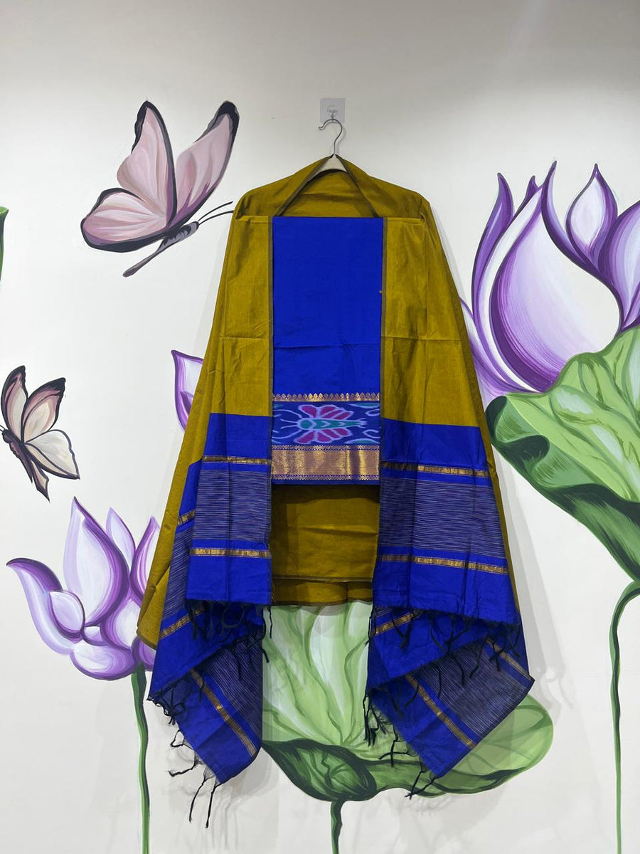 Authentic Mangalagiri Pochampally silk pattu dress material