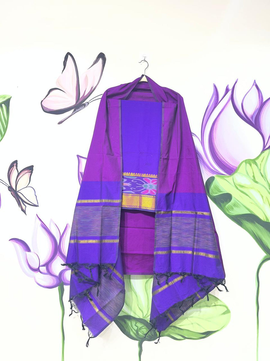 Authentic Mangalagiri Pochampally silk pattu dress material