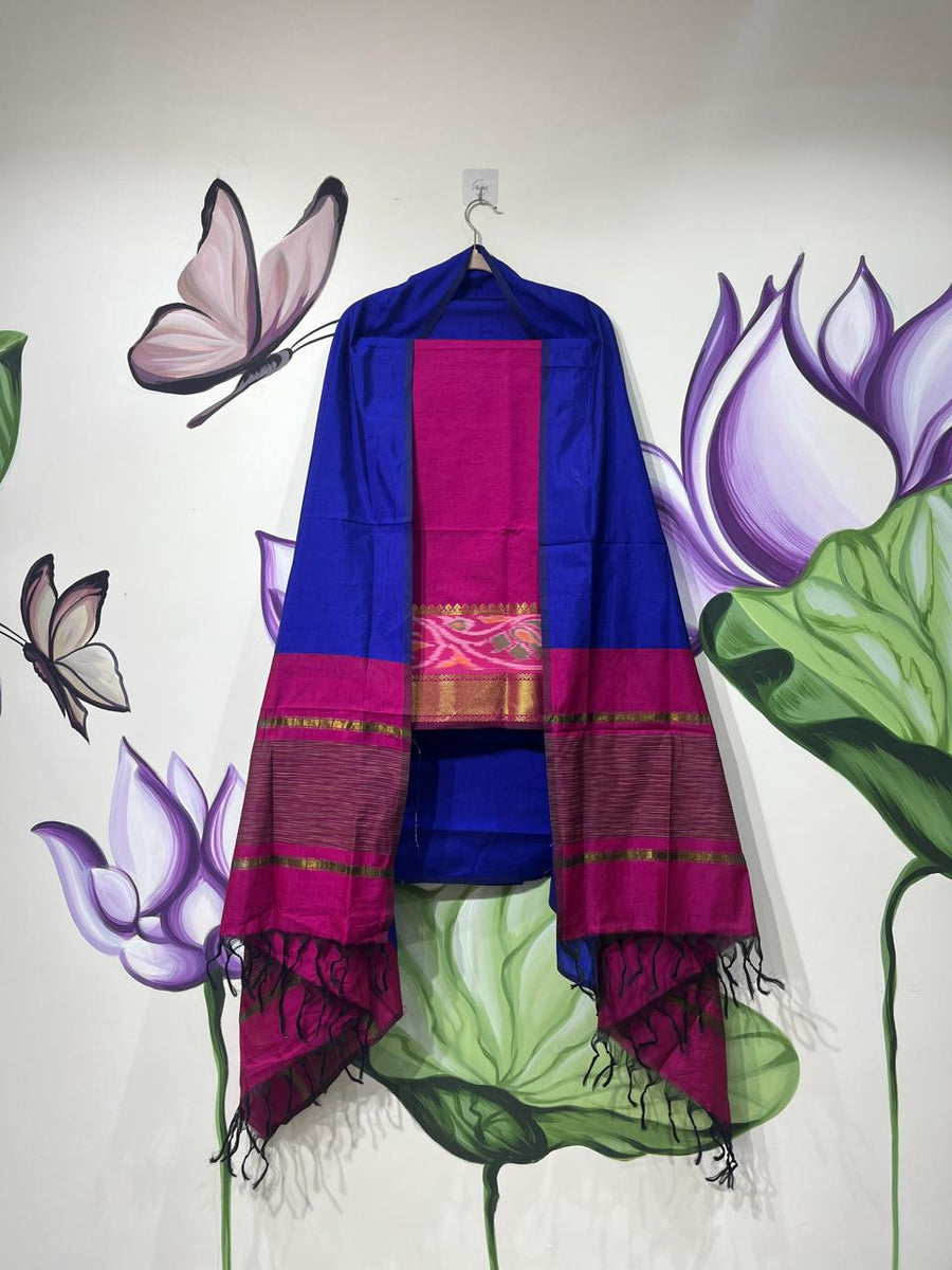 Authentic Mangalagiri Pochampally silk pattu dress material
