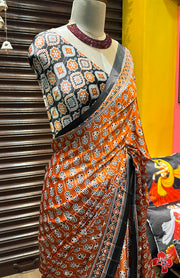 Ajrakh printed sarees