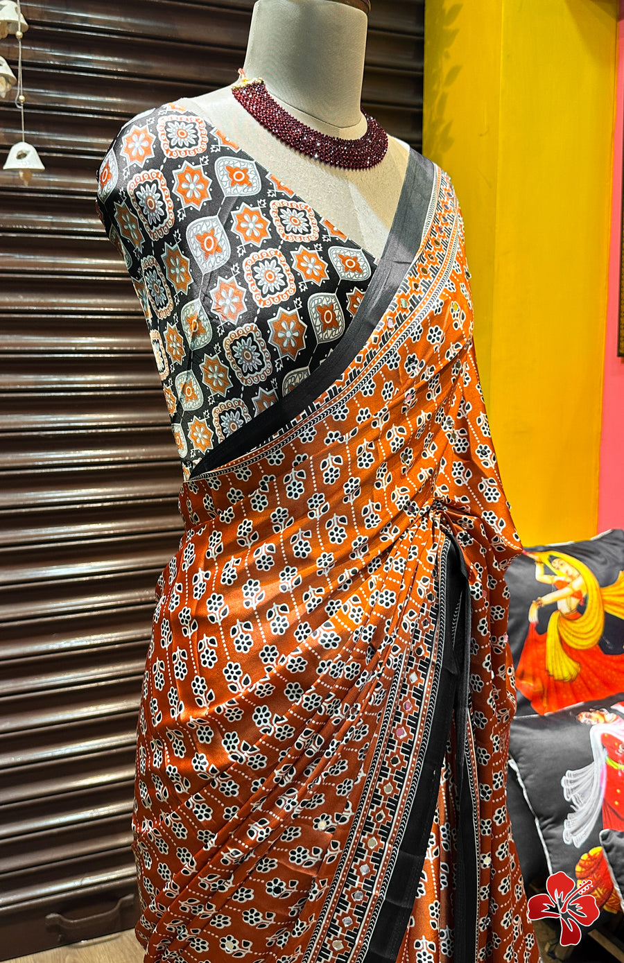 Ajrakh printed sarees