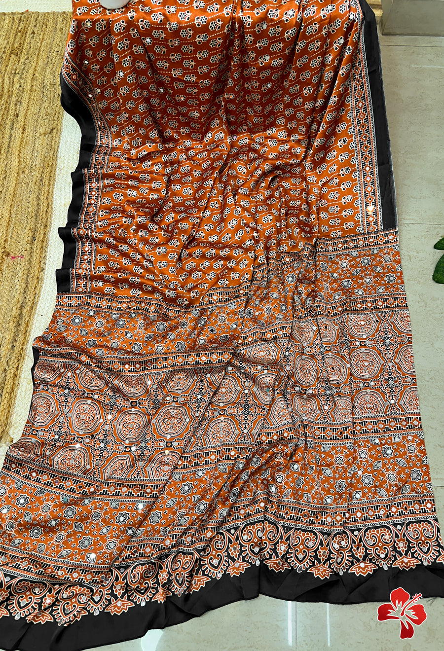 Ajrakh printed sarees