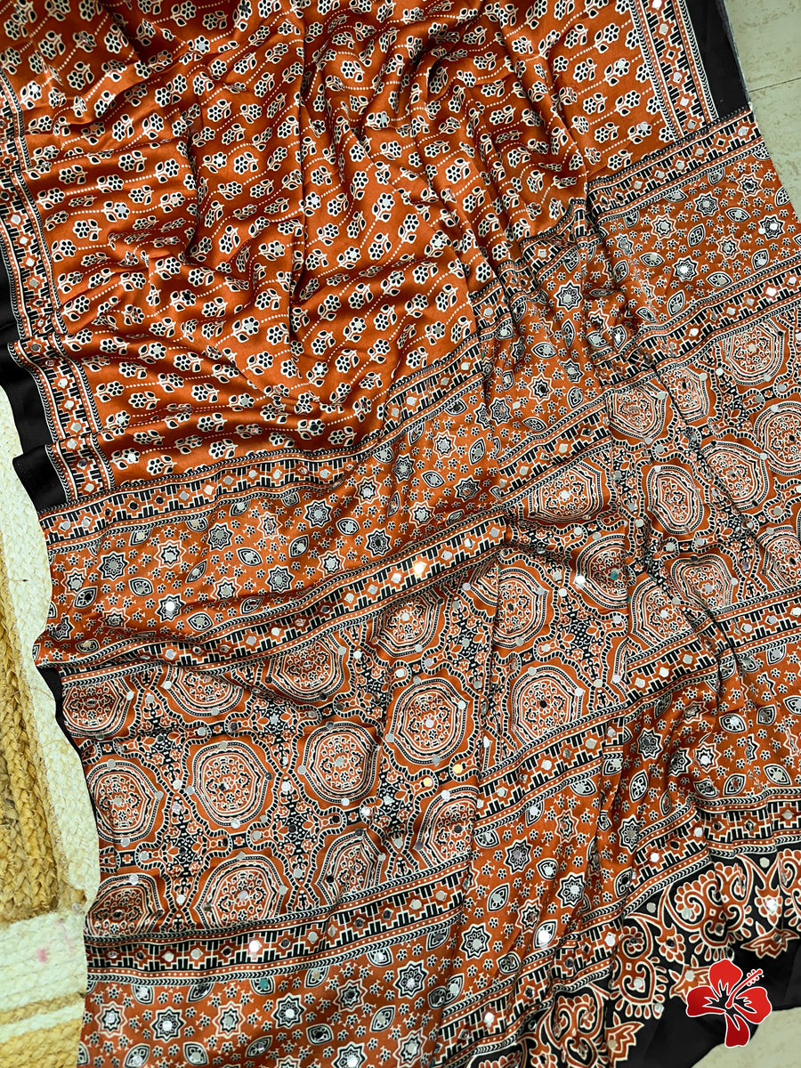 Ajrakh printed sarees