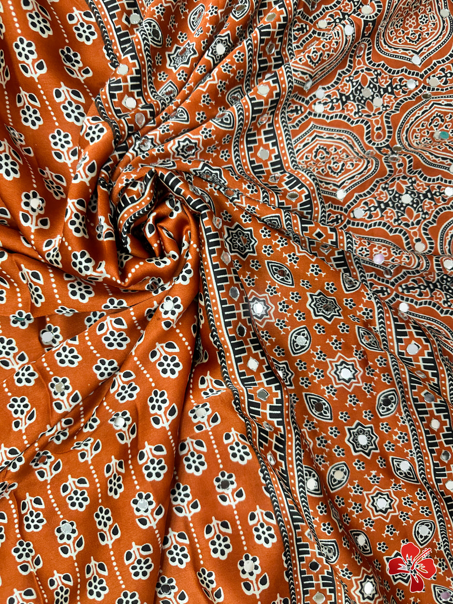 Ajrakh printed sarees