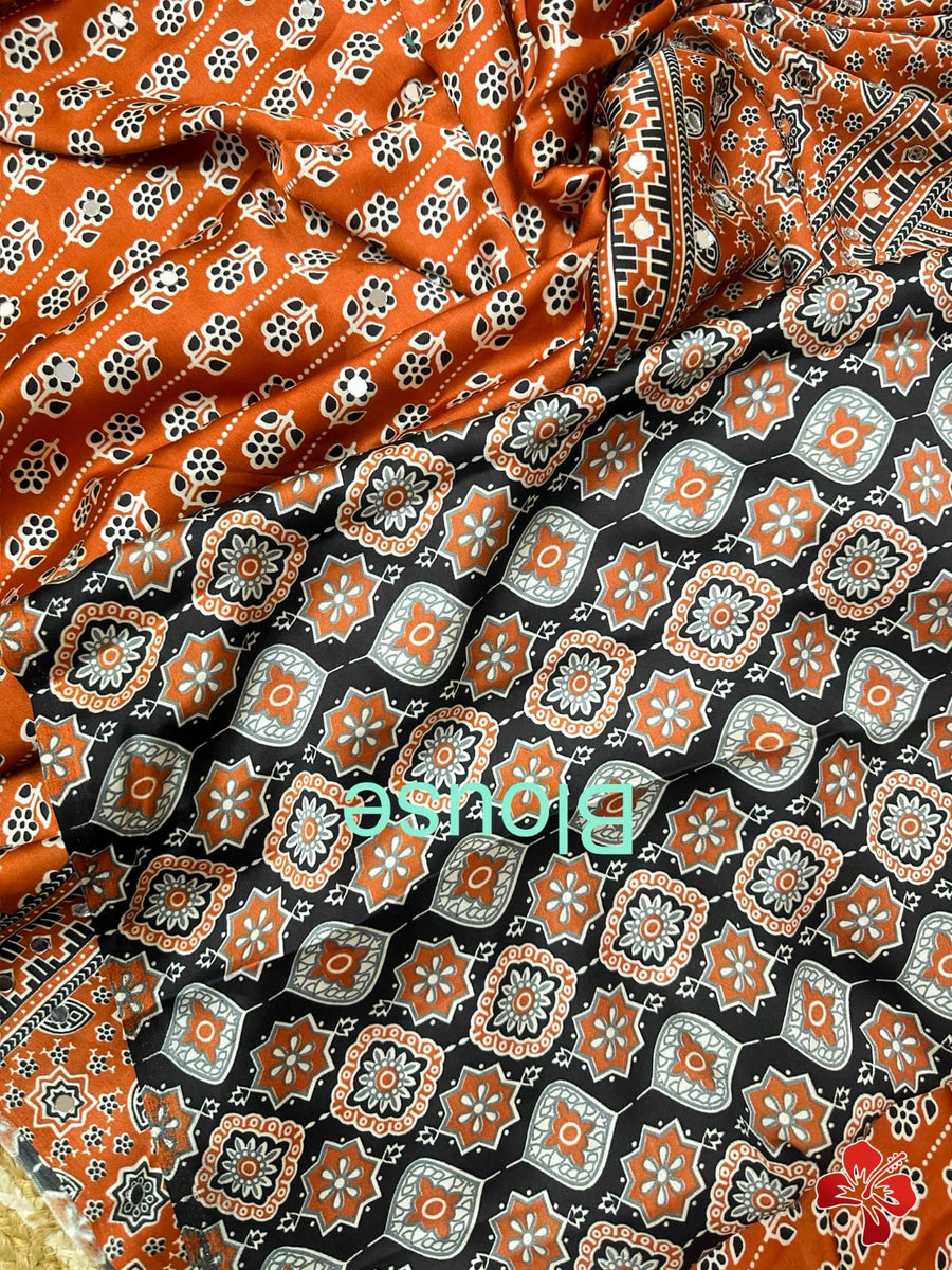 Ajrakh printed sarees