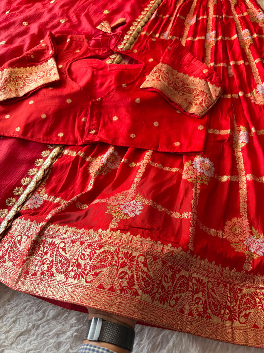 Floral Cotton Lehenga in elegant Floral Chex theme