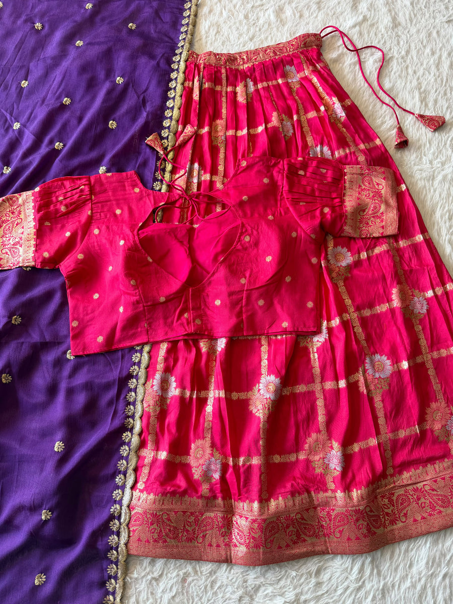 Floral Cotton Lehenga in elegant Floral Chex theme