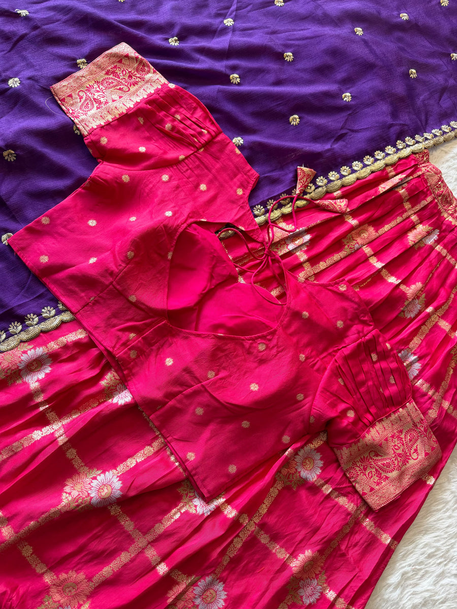 Floral Cotton Lehenga in elegant Floral Chex theme