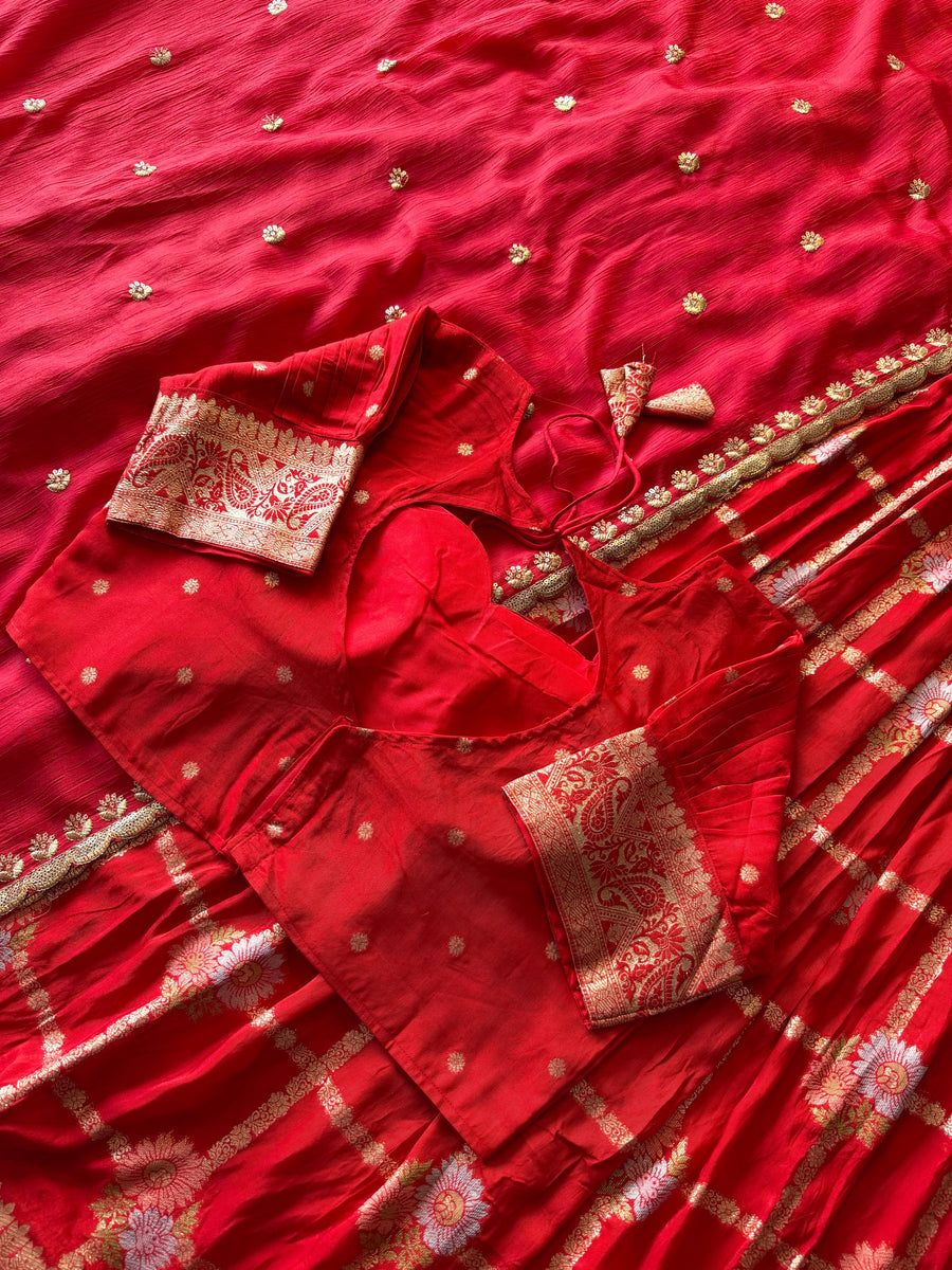 Floral Cotton Lehenga in elegant Floral Chex theme