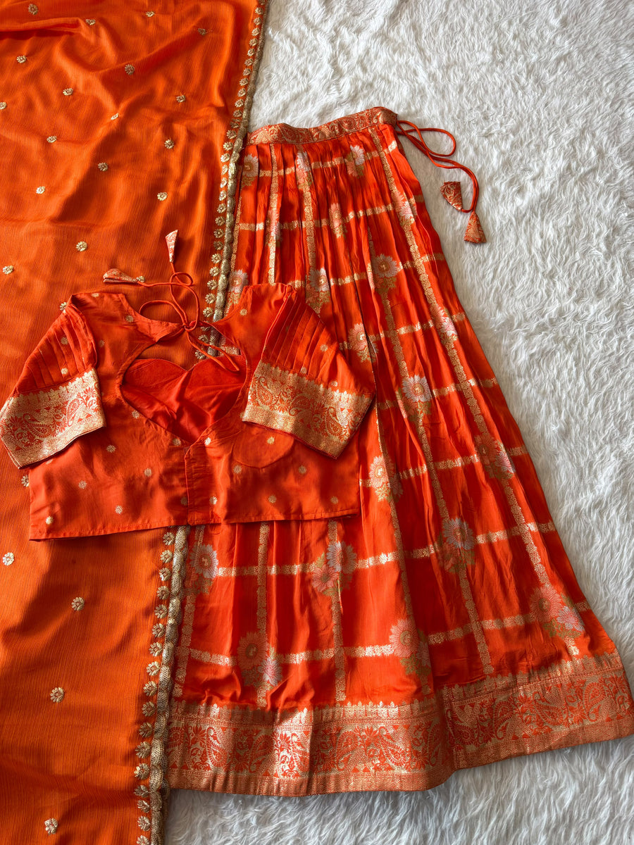 Floral Cotton Lehenga in elegant Floral Chex theme
