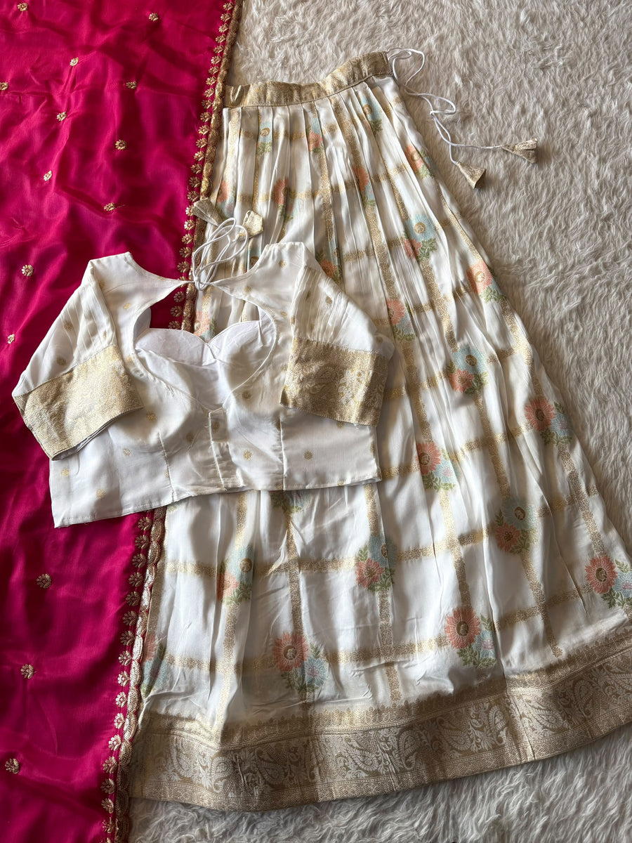 Floral Cotton Lehenga in elegant Floral Chex theme