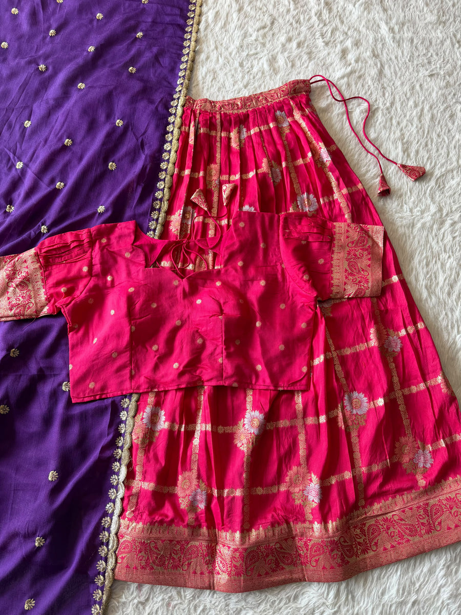 Floral Cotton Lehenga in elegant Floral Chex theme