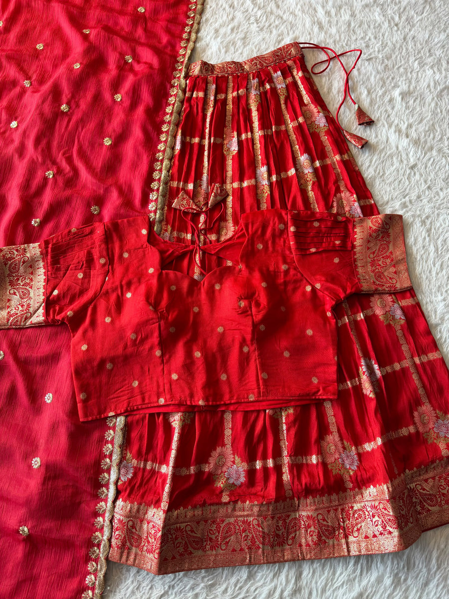 Floral Cotton Lehenga in elegant Floral Chex theme