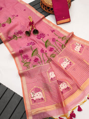 Premium soft muga cotton saree