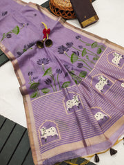 Premium soft muga cotton saree