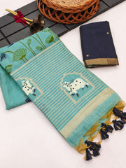 Premium soft muga cotton saree
