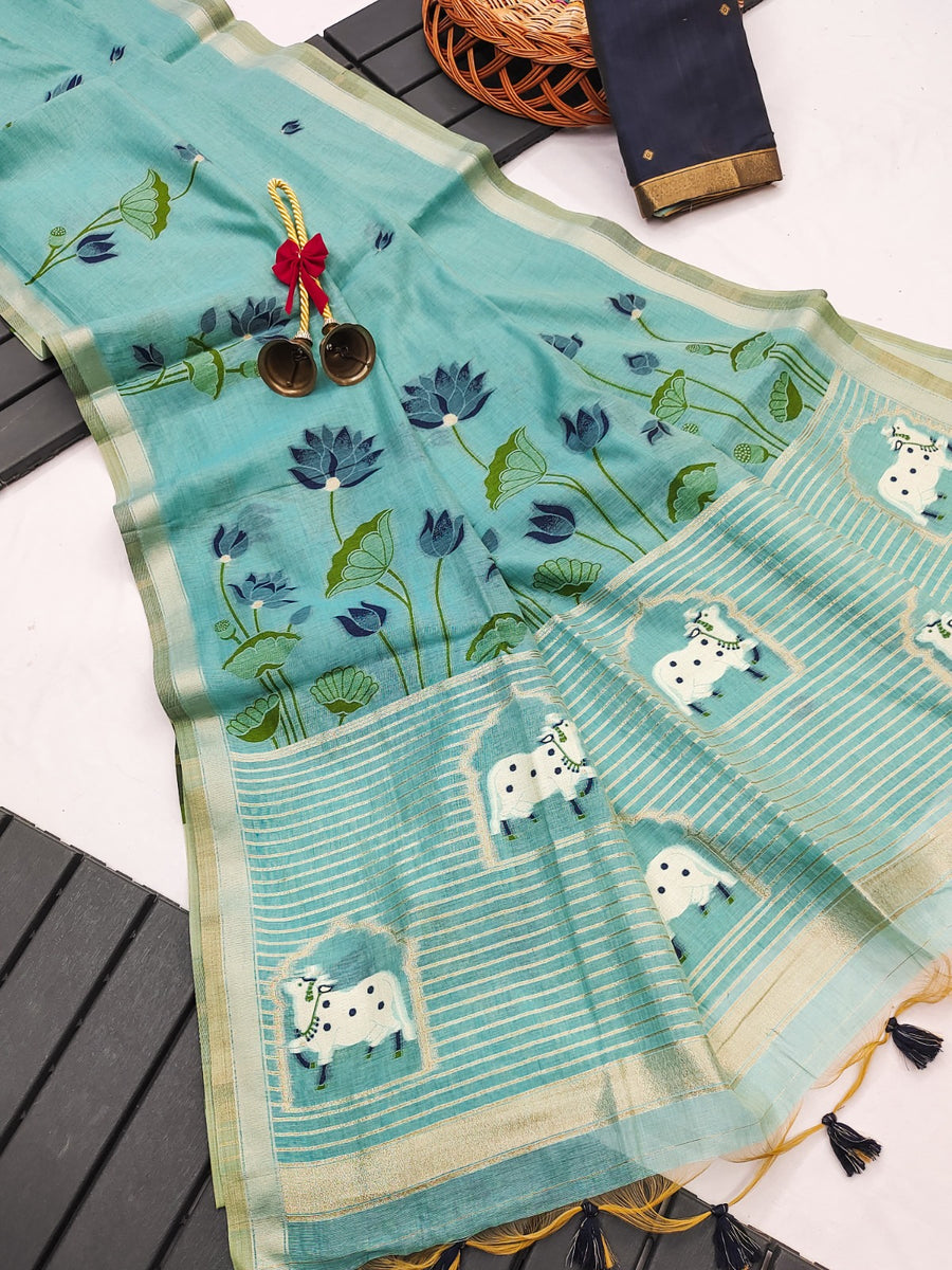 Premium soft muga cotton saree