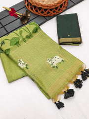 Premium soft muga cotton saree