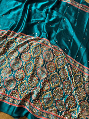 Ajrakh printed semi-pure modal silk sarees