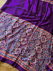 Ajrakh printed semi-pure modal silk sarees