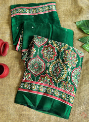 Ajrakh printed semi-pure modal silk sarees