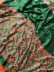 Ajrakh printed semi-pure modal silk sarees
