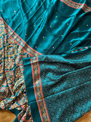Ajrakh printed semi-pure modal silk sarees