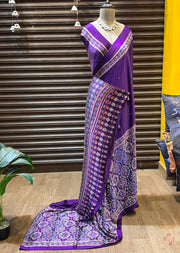 Ajrakh printed semi-pure modal silk sarees