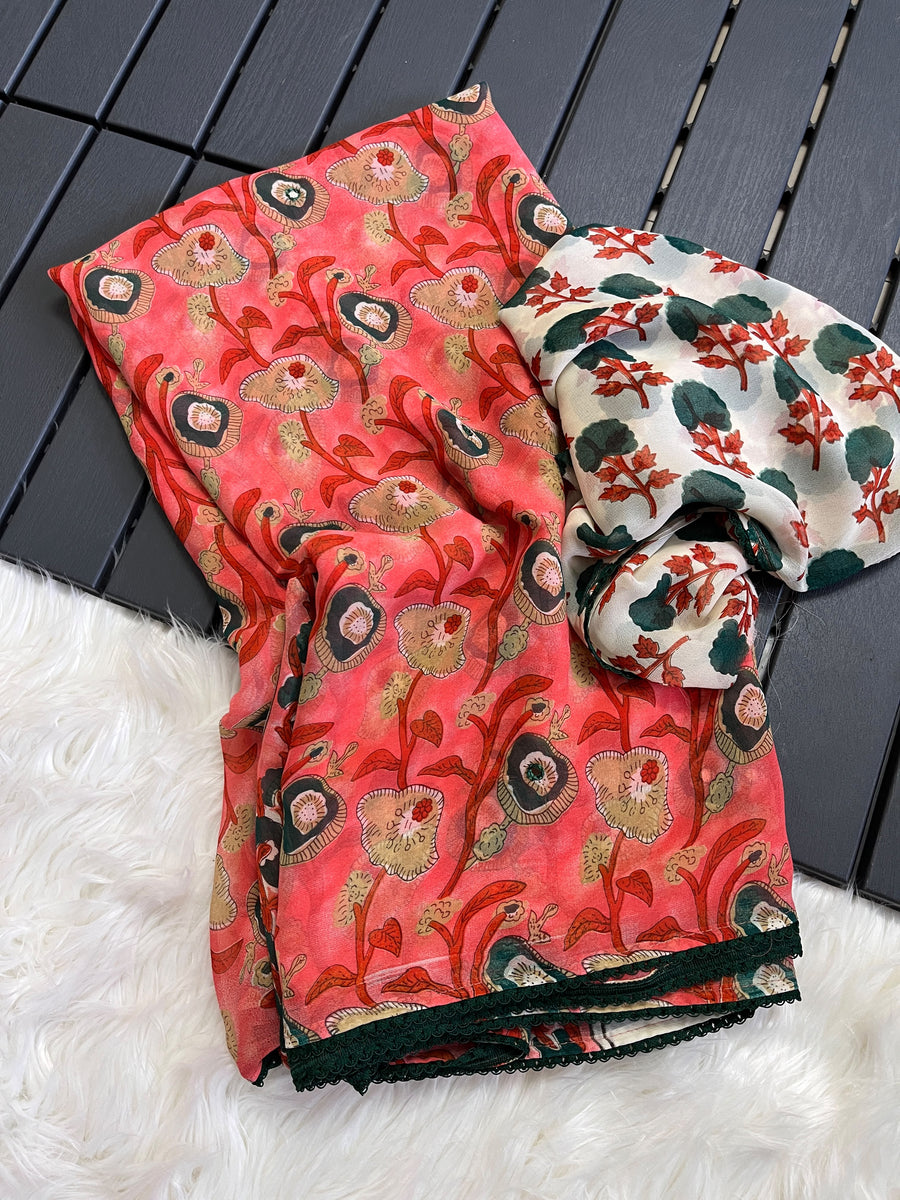 Premium Georgette Kalamkari Saree
