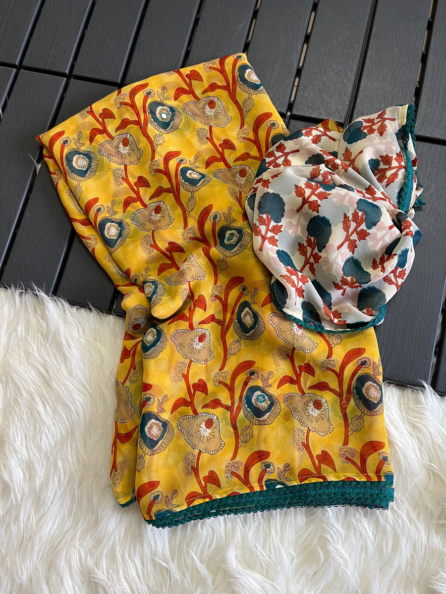 Premium Georgette Kalamkari Saree