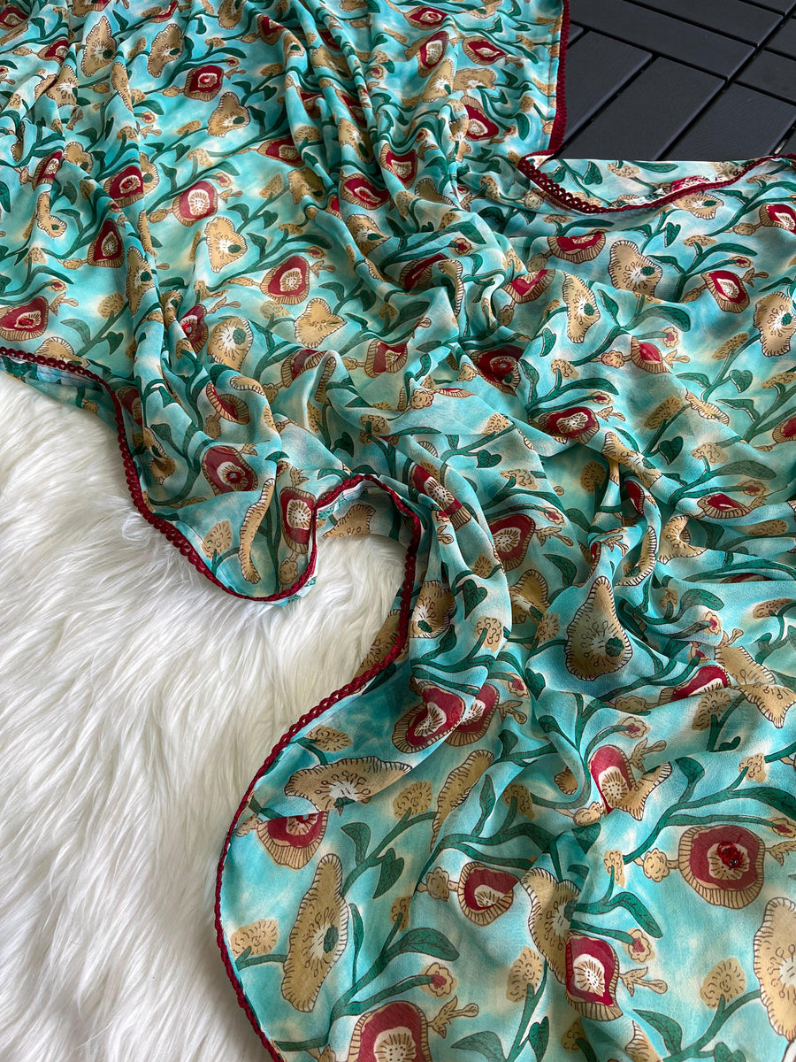 Premium Georgette Kalamkari Saree