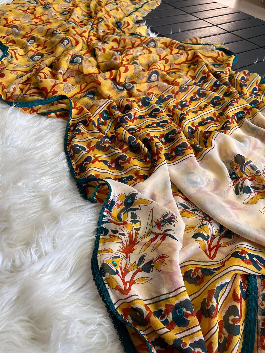 Premium Georgette Kalamkari Saree