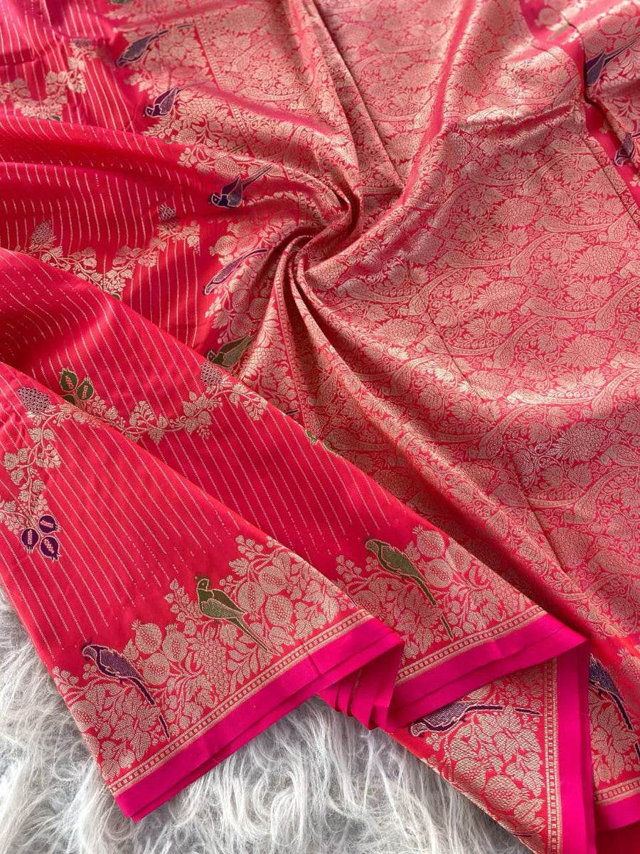 Exquisite Banarasi mushro satin silk saree
