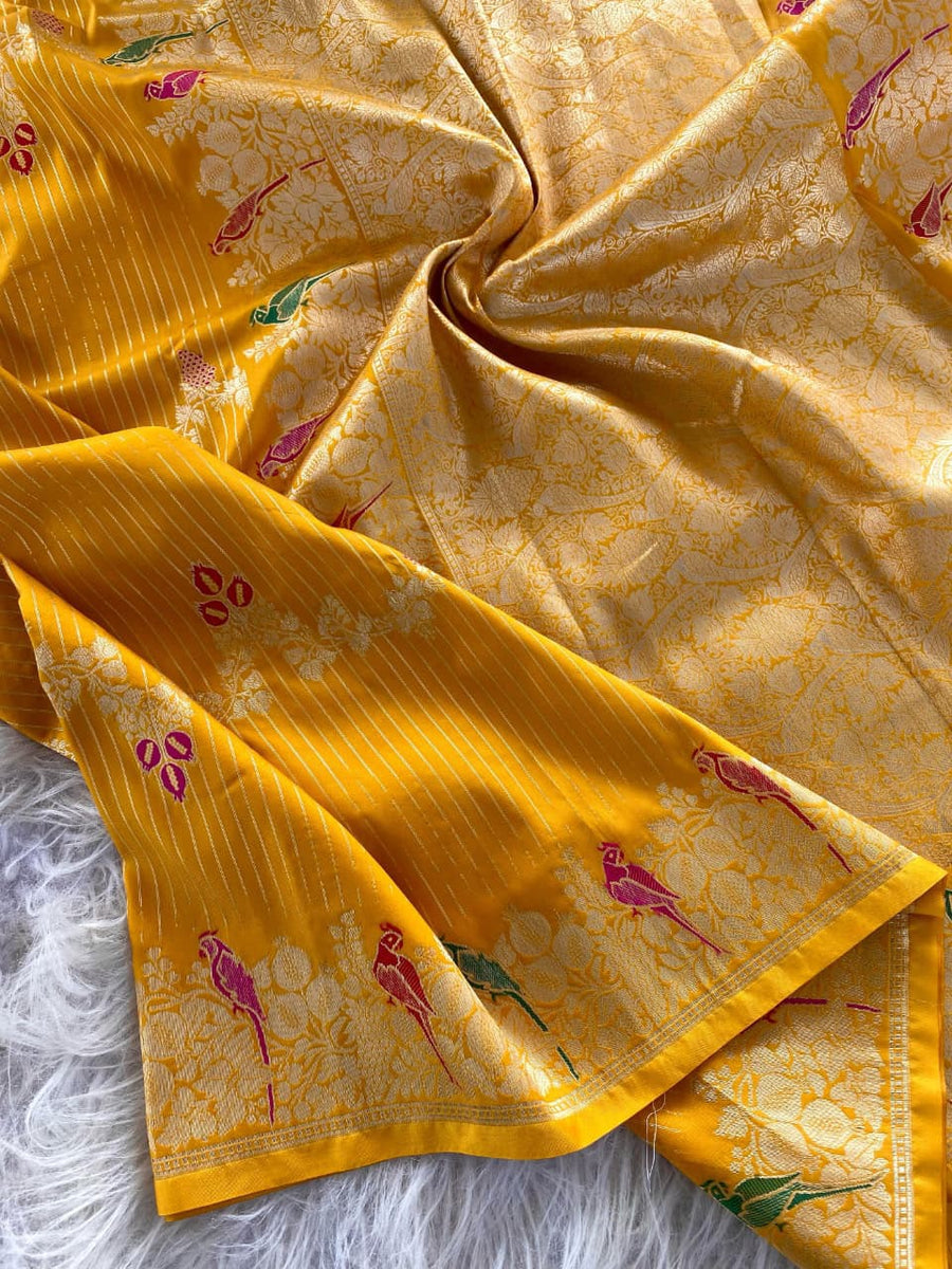 Exquisite Banarasi mushro satin silk saree