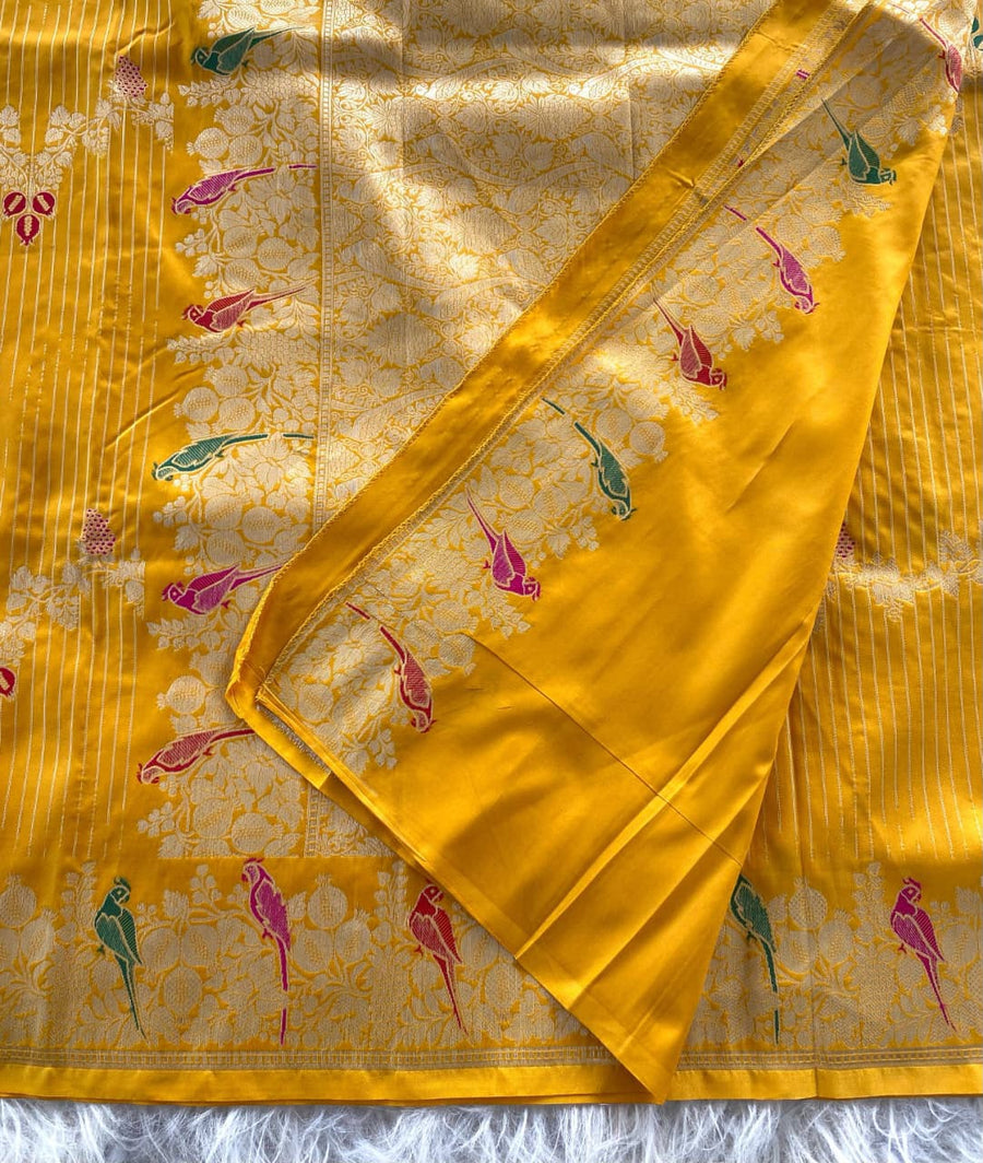 Exquisite Banarasi mushro satin silk saree