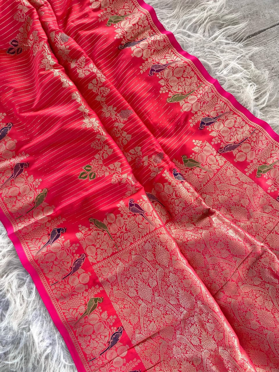 Exquisite Banarasi mushro satin silk saree