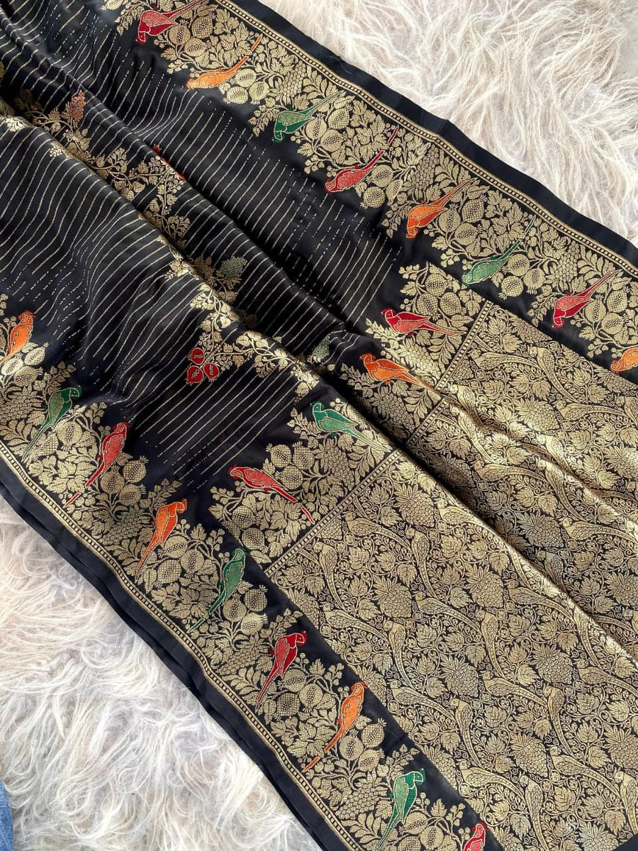 Exquisite Banarasi mushro satin silk saree