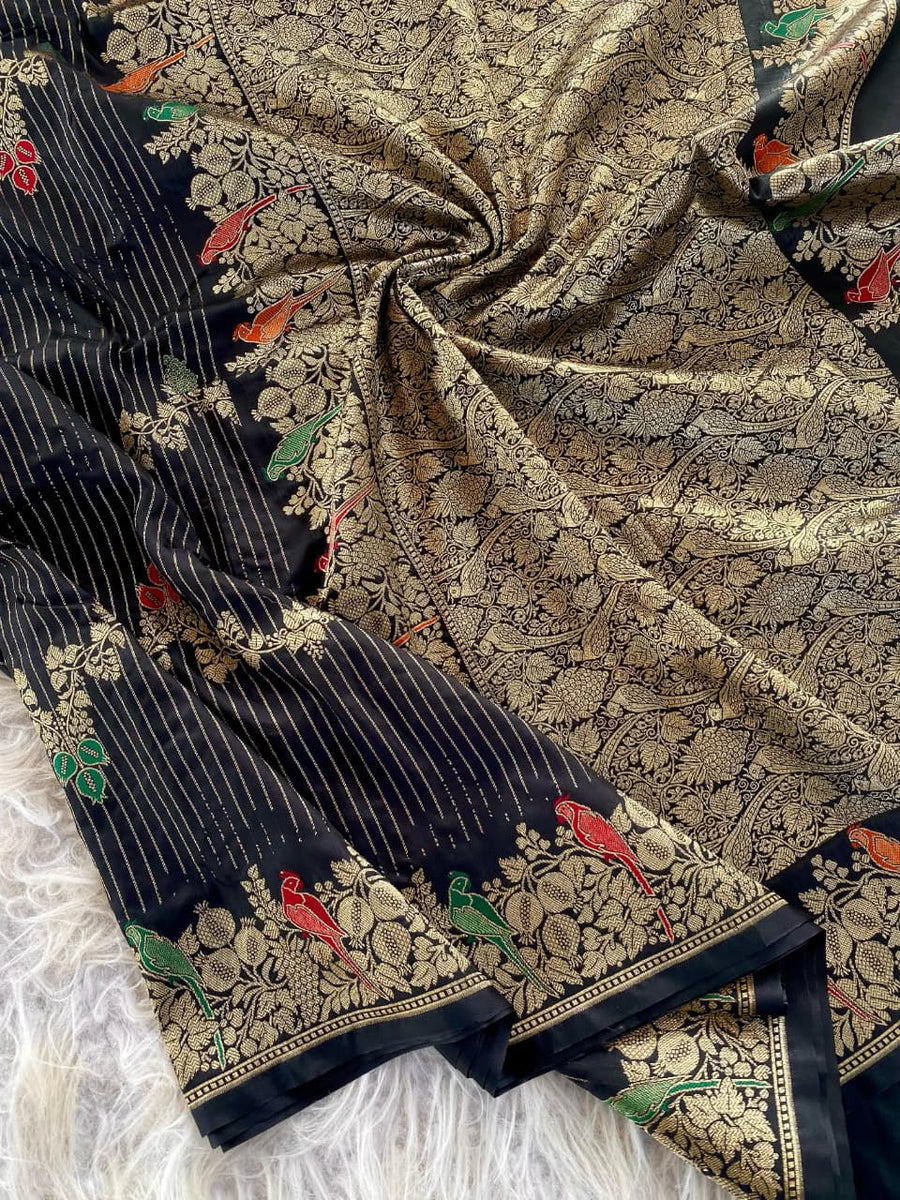 Exquisite Banarasi mushro satin silk saree