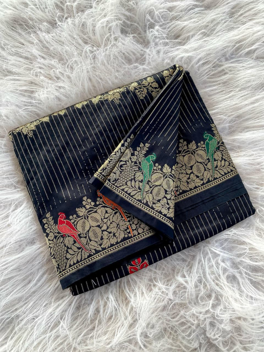 Exquisite Banarasi mushro satin silk saree