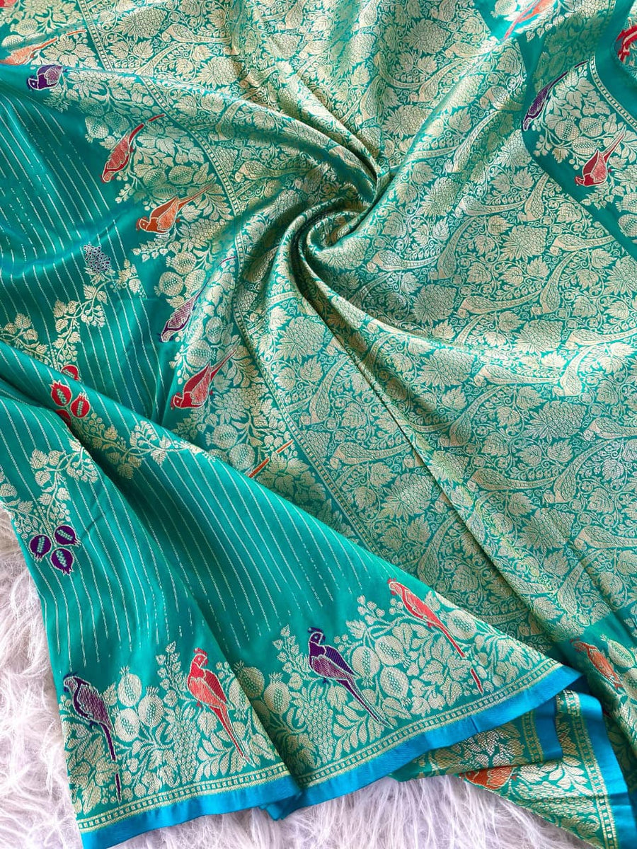 Exquisite Banarasi mushro satin silk saree