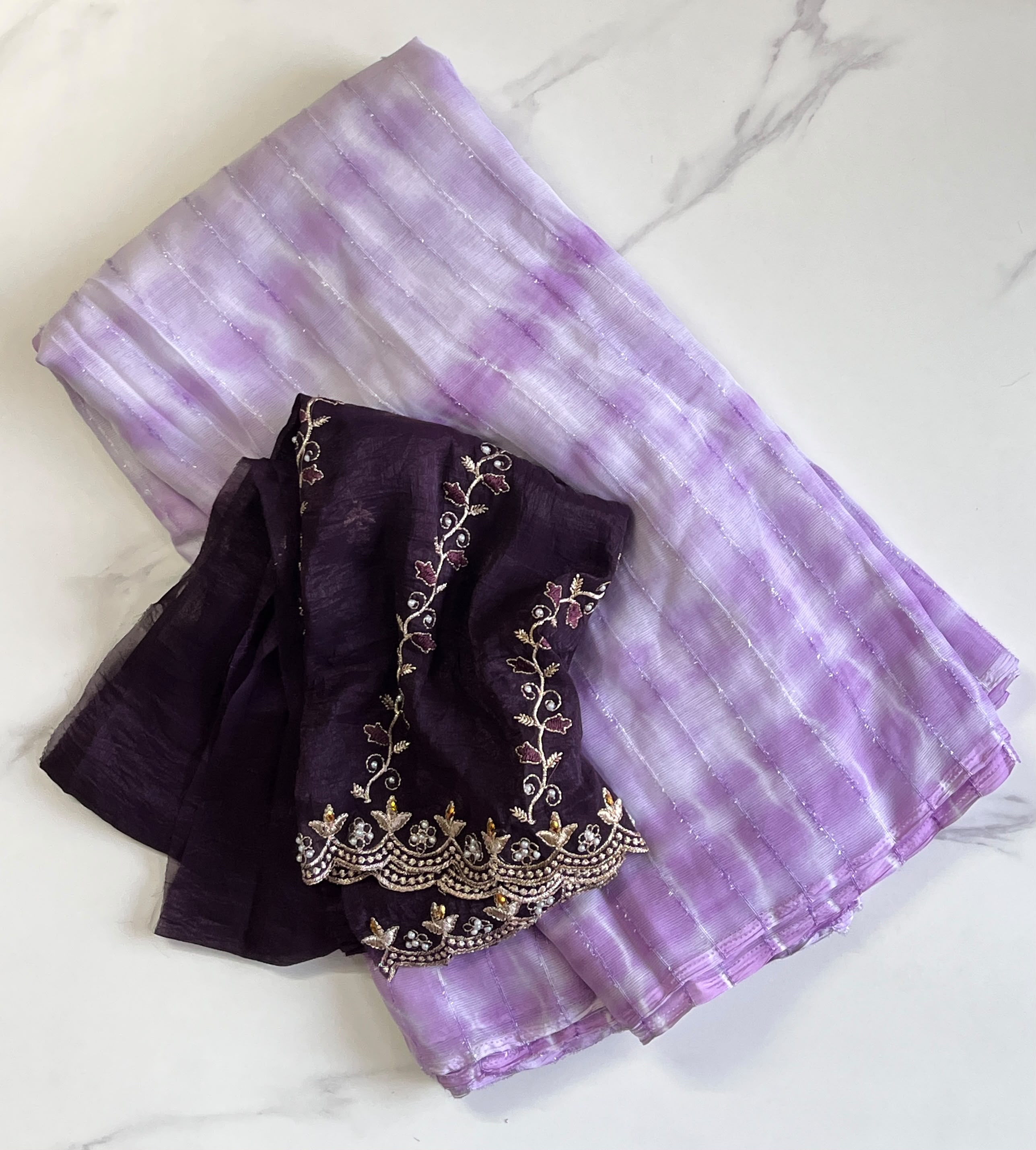 Indigo-dyed Shibori