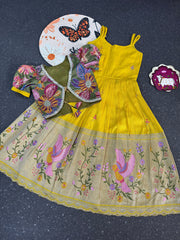 Position Printed &amp; Embroidered Gown for kids