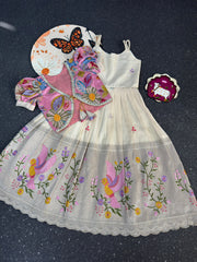 Position Printed &amp; Embroidered Gown for kids