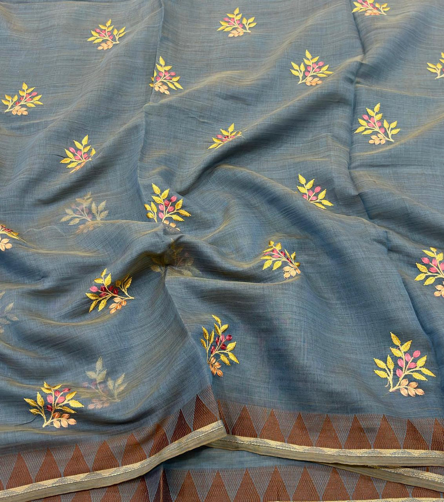 Premium soft linen embroidery blouse